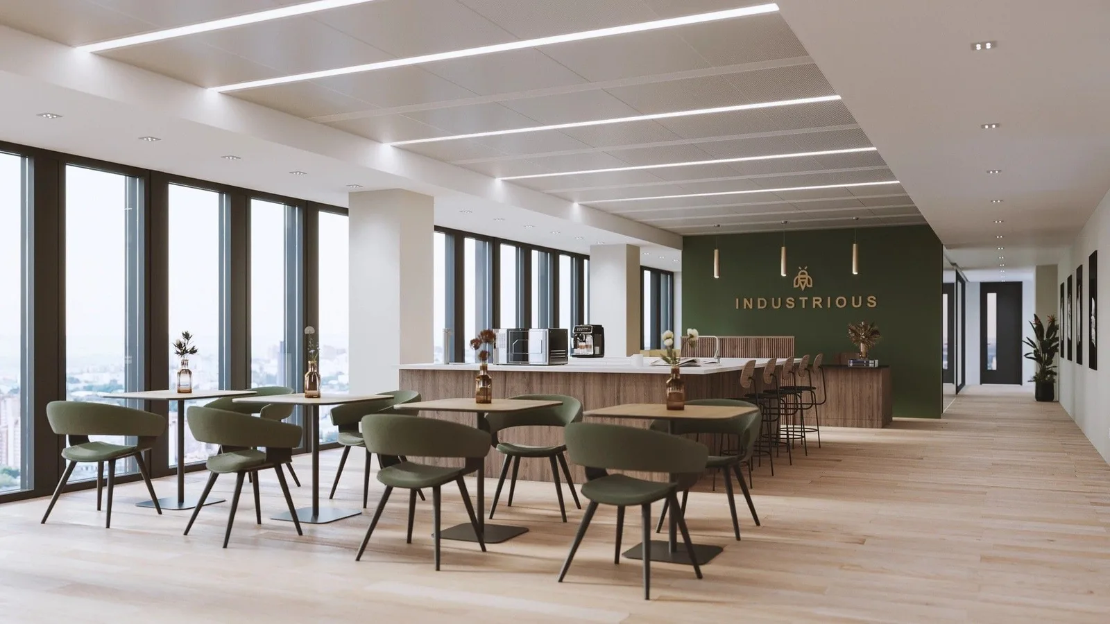 Industrious Global Tower, Kantine, Frankfurt am Main
