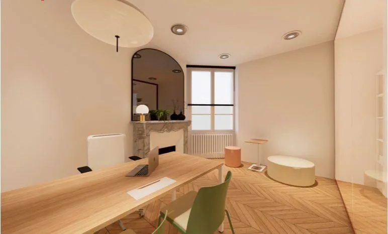 Volum Blanche, Privatbüro mit 2 Arbeitsplätzen, Paris 9e